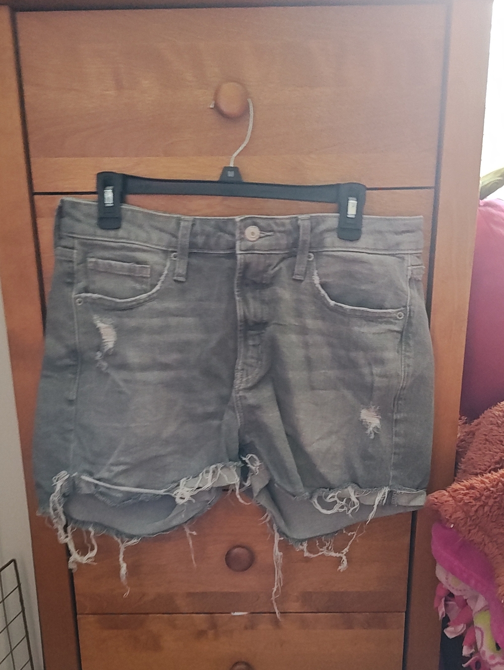 Women’s Distressed Gray Denim Shorts
